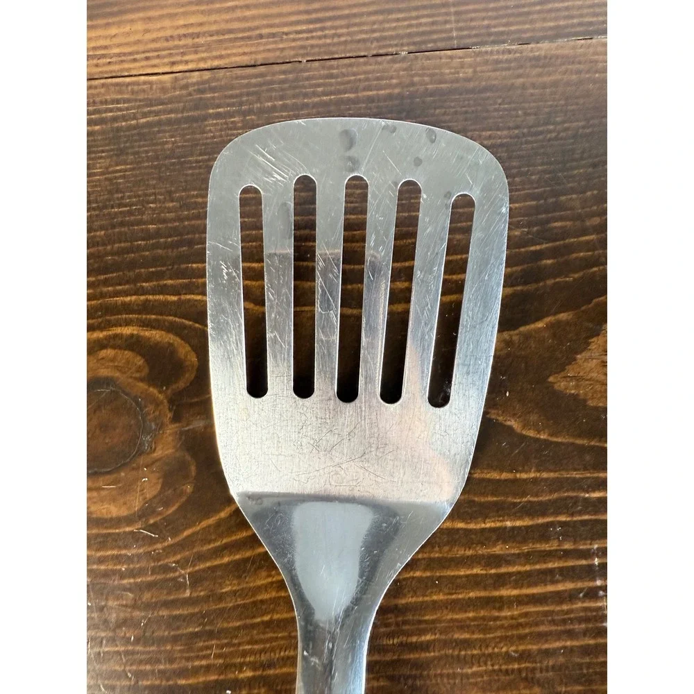 Slotted Turner Spatula Kitchen Utensil Stainless Steel Black Handle Cooking Tool